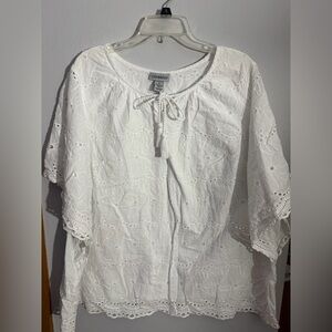 Catherines Elegant White Eyelet Blouse